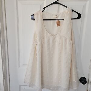 Ott Cream Textured Sleeveless Blouse